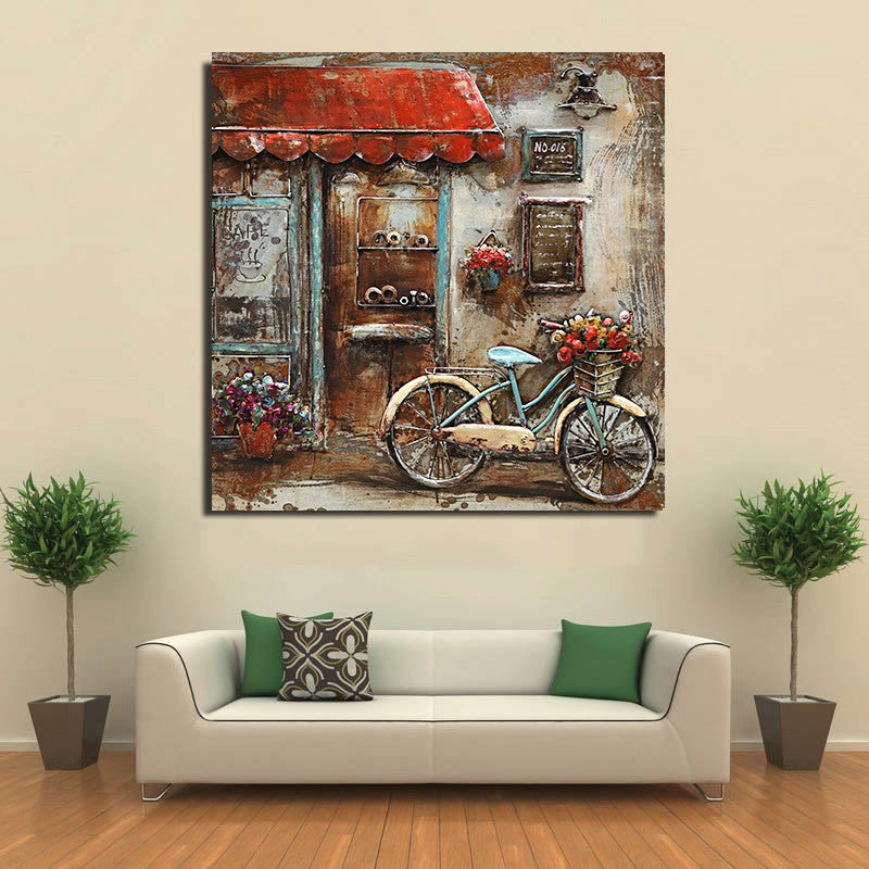 Built Solid and Ready to Hang Bistro Restaurant Large 32 by 32 Inches Artwork Art