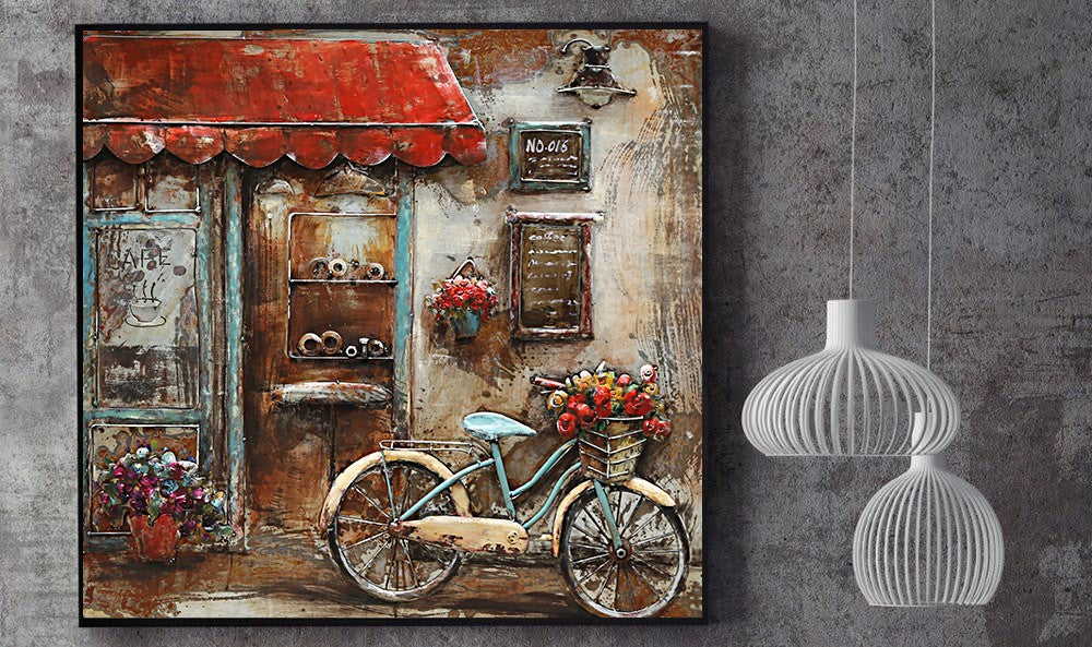 Built Solid and Ready to Hang Bistro Restaurant Large 32 by 32 Inches Artwork Art