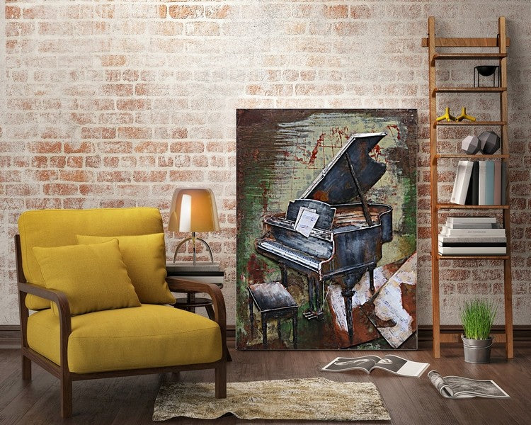 3D- Piano Oil Art Painting Piano Music Lover Perfect Gift Hand Made Artwork