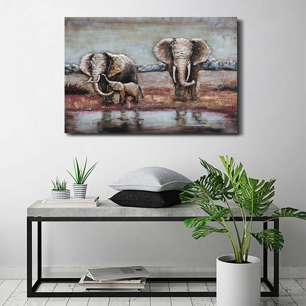 "Abstract Colorful Elephant" All Metal Canvas Wall Art Home office Decoration