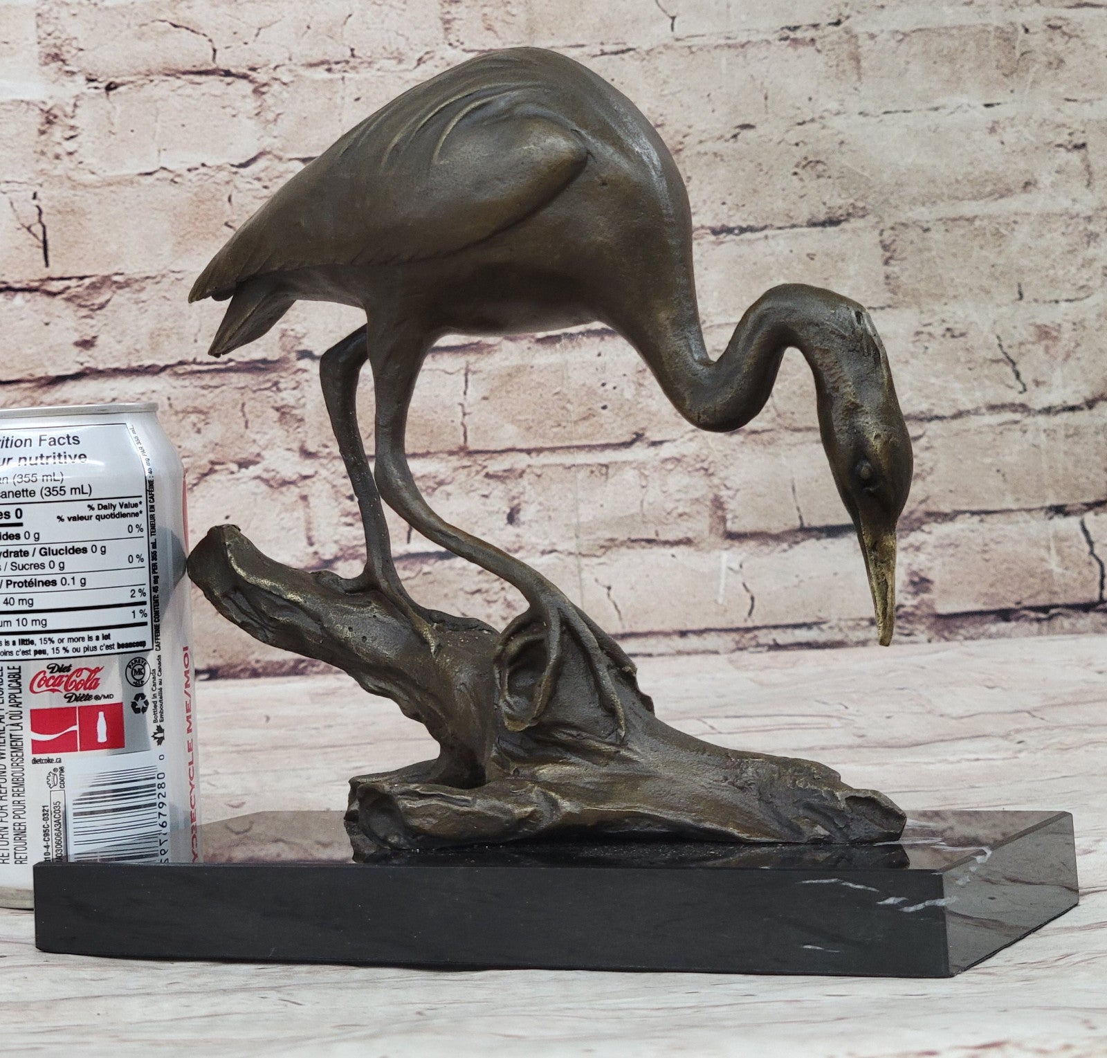 100%  Bronze Statue Egret Crane Coastal Bird Art Signed Milo Fine Art Decor