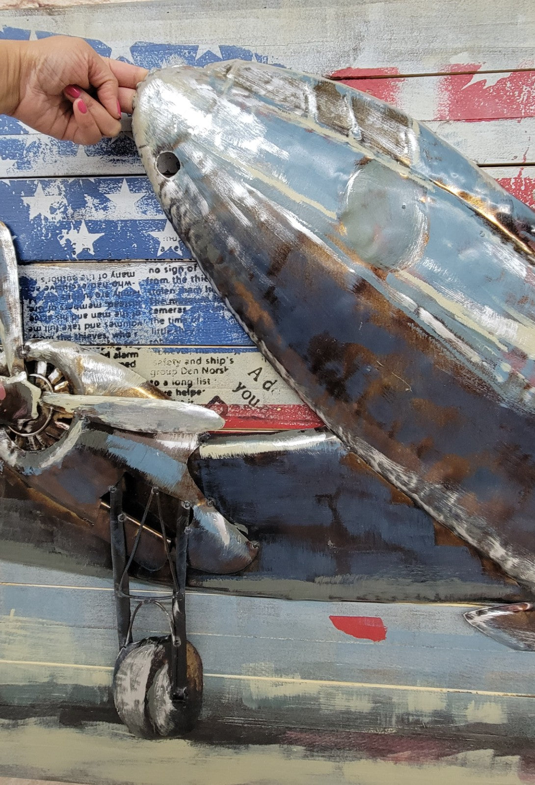 Framed design home art decor metal handmade American wood decor 3d wall art painting