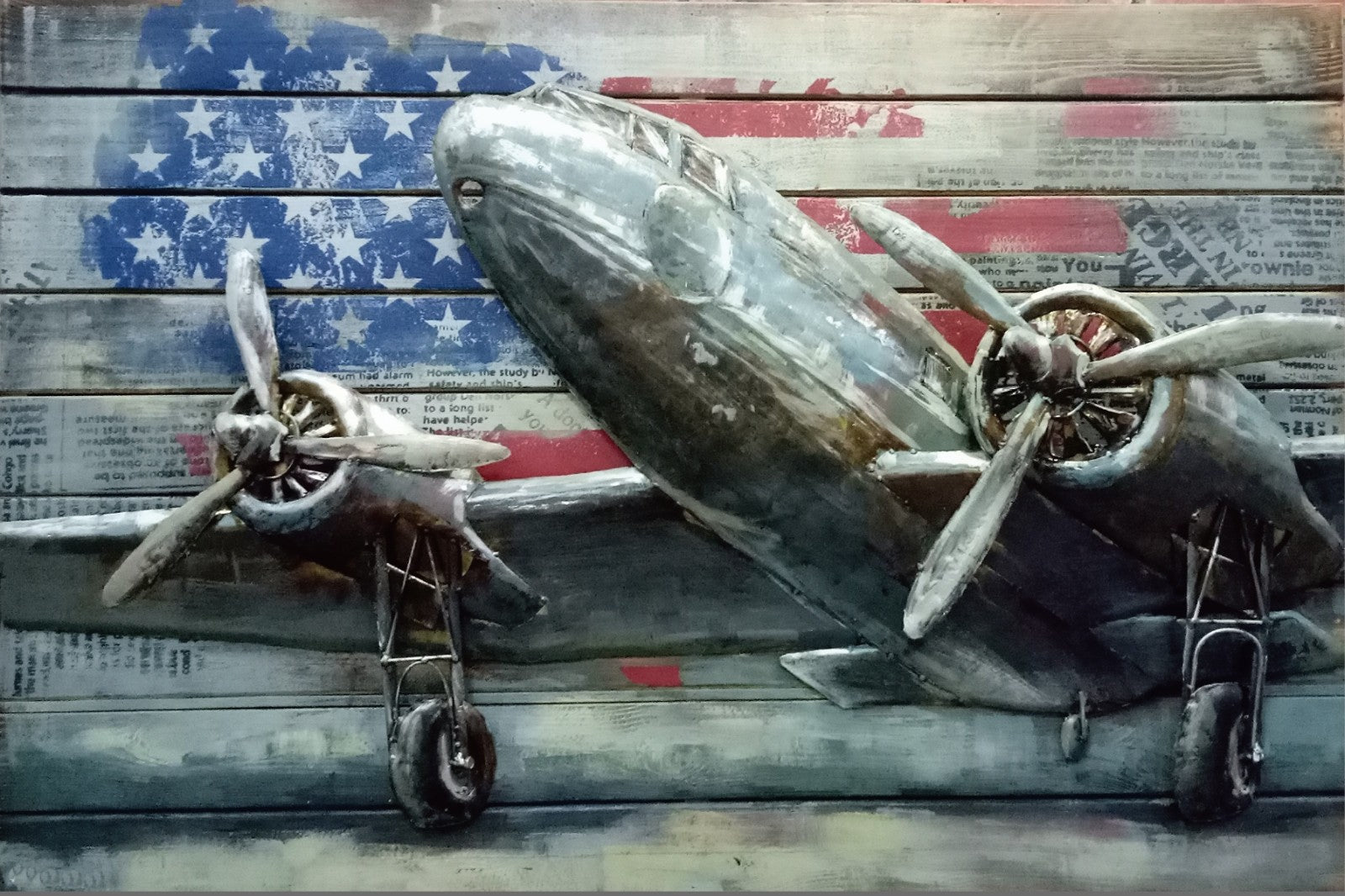 Framed design home art decor metal handmade American wood decor 3d wall art painting