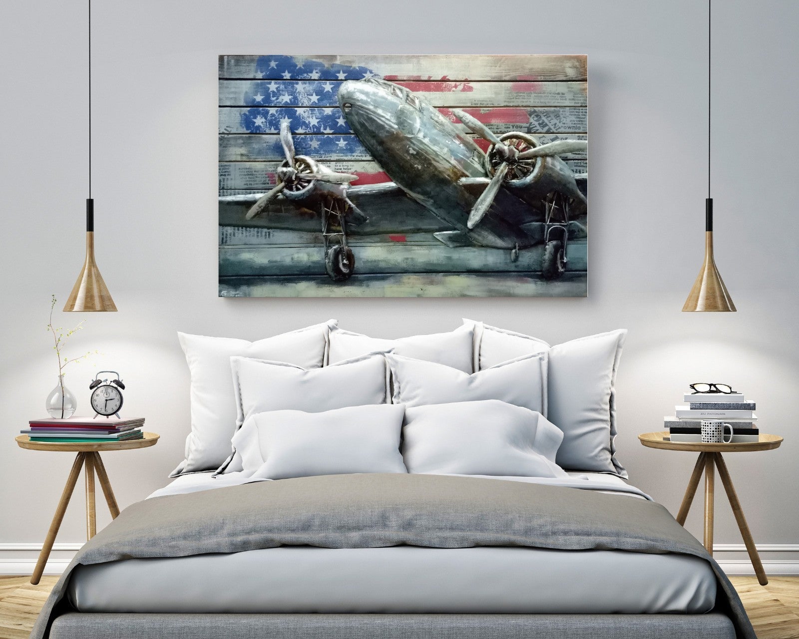 Framed design home art decor metal handmade American wood decor 3d wall art painting