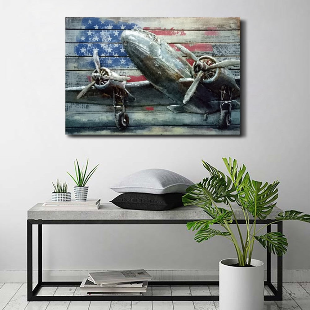 Framed design home art decor metal handmade American wood decor 3d wall art painting