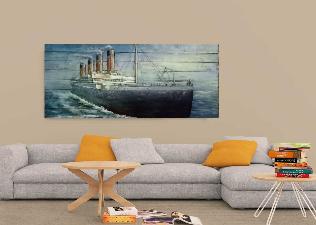Metal wall decor beautiful handmade natural scenery painting Boat 3d metal Hand Made
