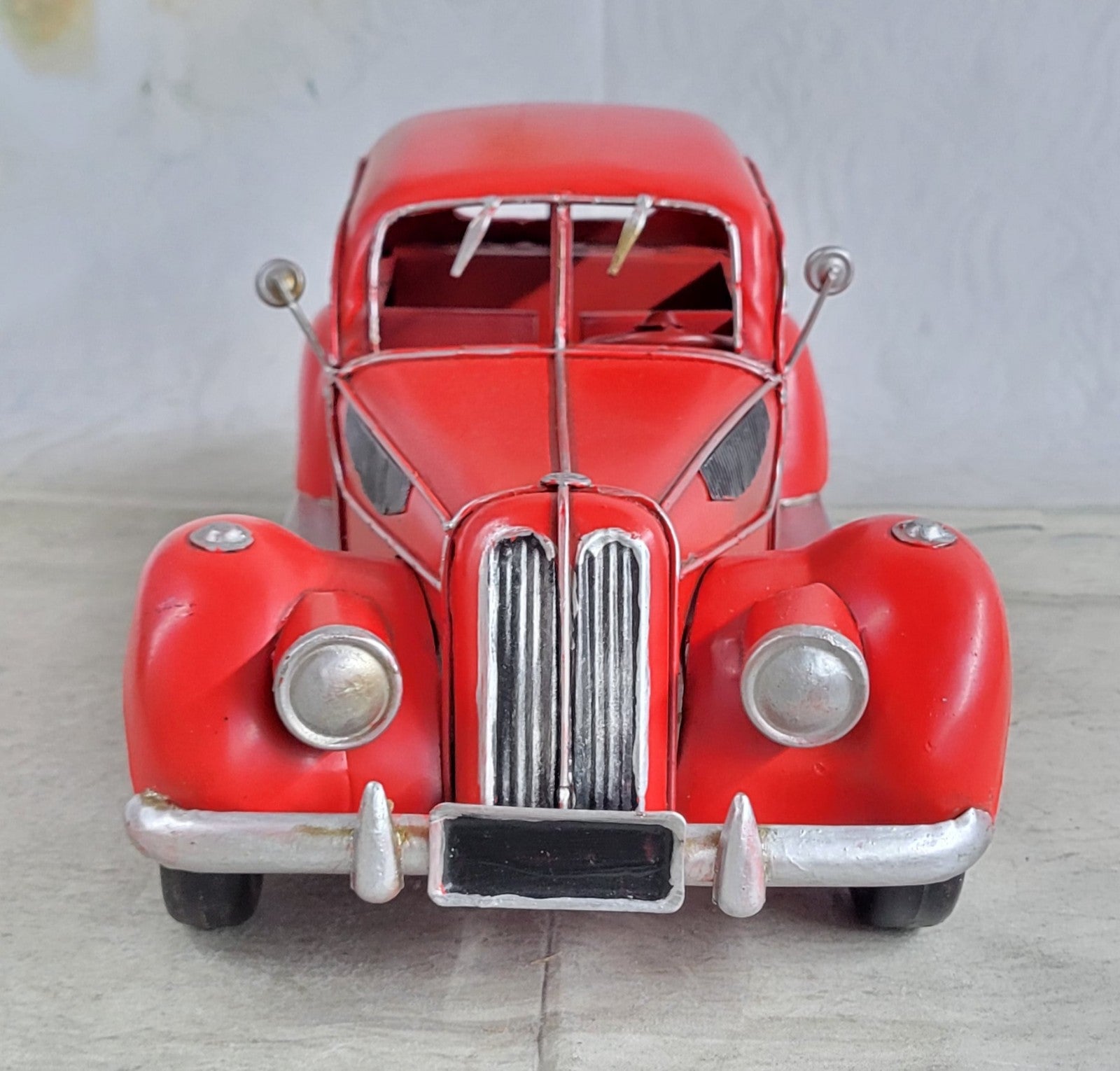 Gangster Car Art Deco Toy Car Coupe Chippy Red Paint Wheel Cars Vintage
