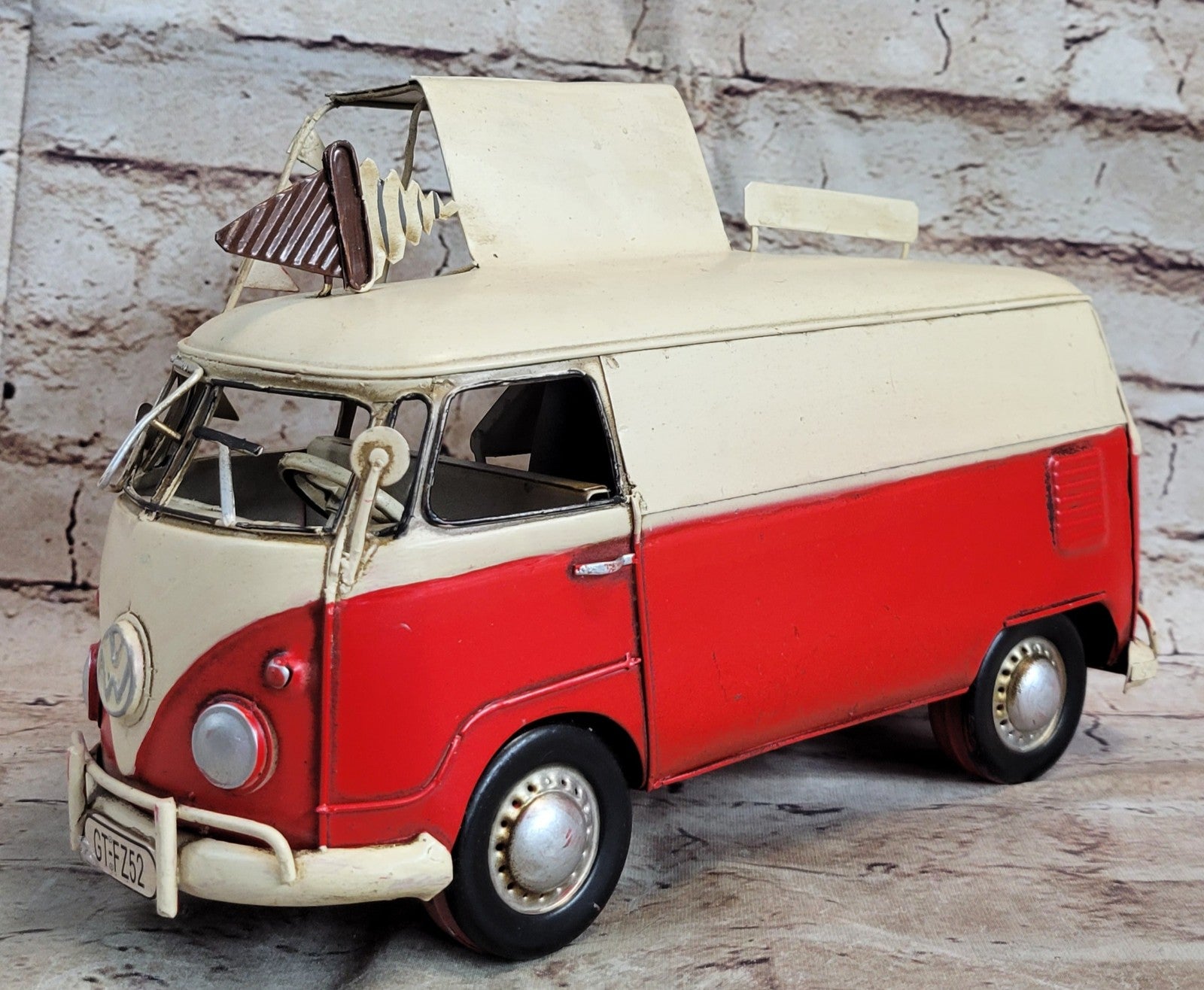 Handmade Red / Yellow / White Vintage VW Ice Cream Van Model Volkswagen VW Car