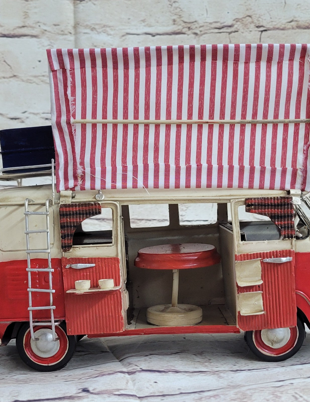 Classic Bus Model W/Suit Case handmade antique vintage metal craft collectible