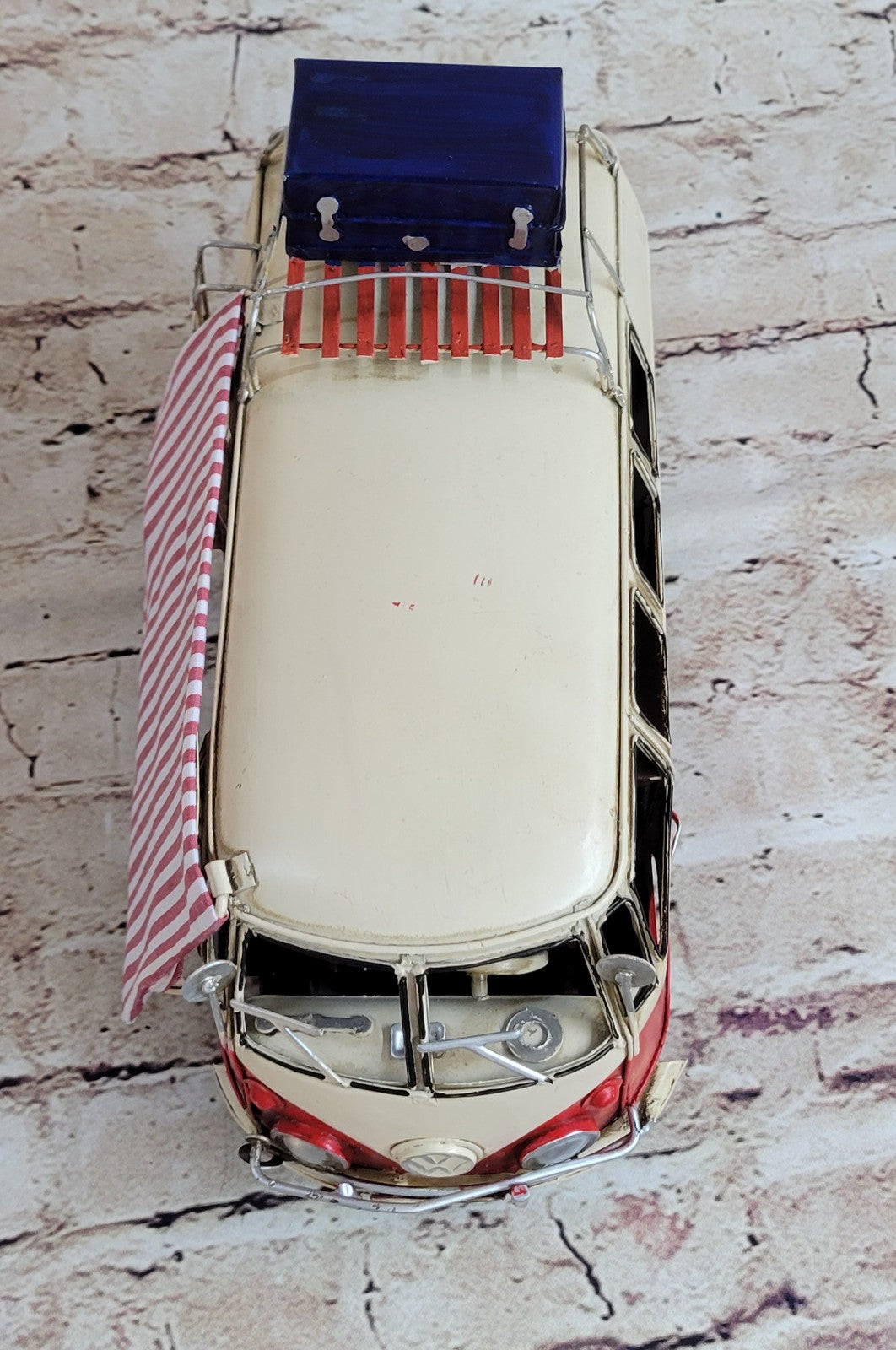 Classic Bus Model W/Suit Case handmade antique vintage metal craft collectible