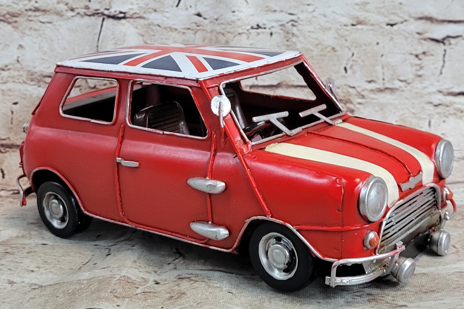 Buy Handmade Mini Cooper Iron Craft Vintage Diecast Car Model – Rustic Metal Mini Car for Home & Office Decor