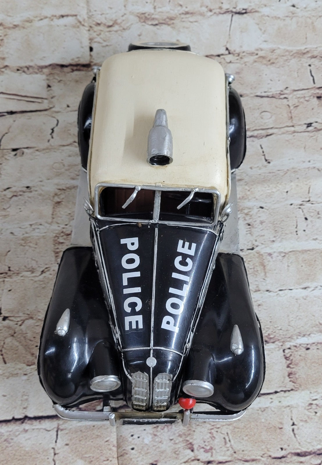 Black Retro Police Car Model Decoration Creative Home Office Decor Vintage