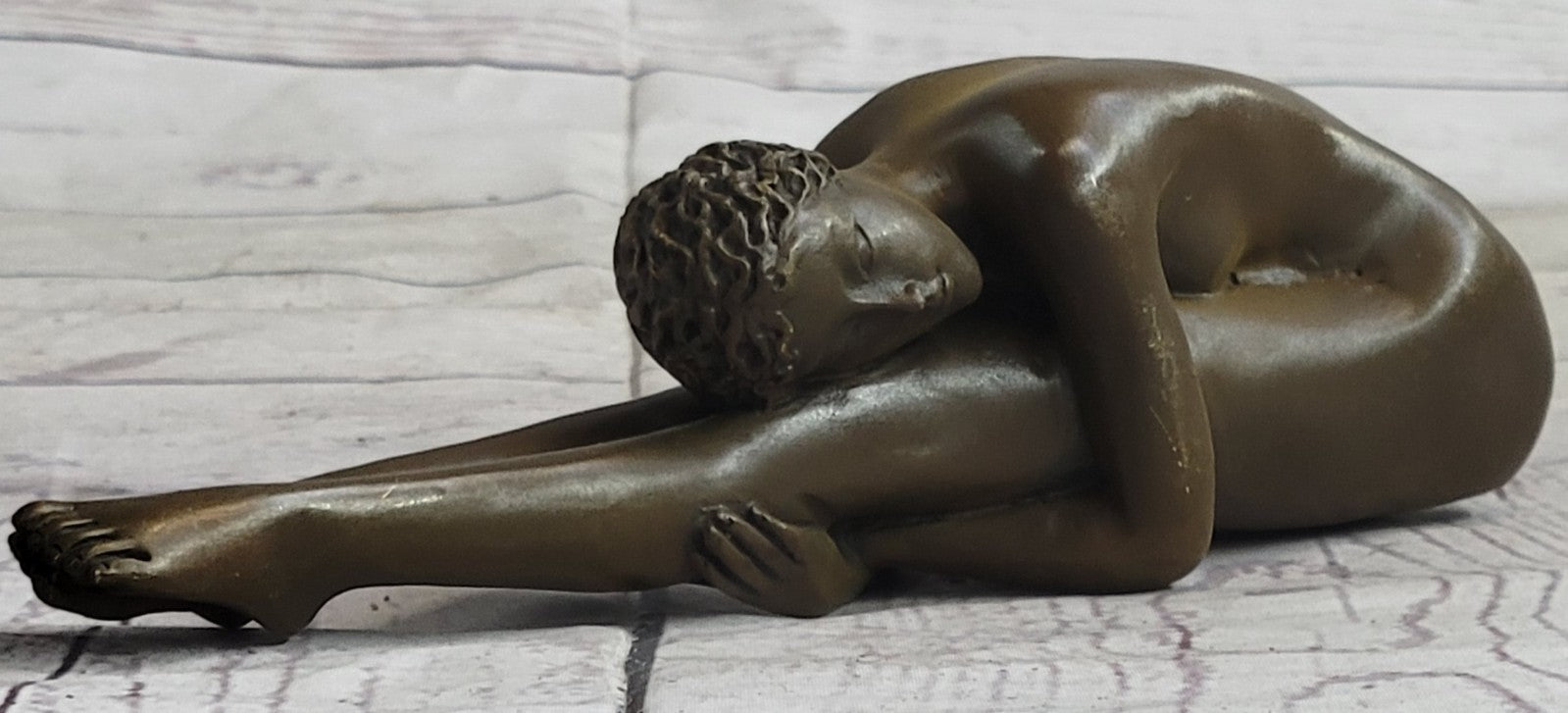 Classical Lean Woman Yoga Bronze Sculpture Vintage Art Lady Figurine Statue Retro