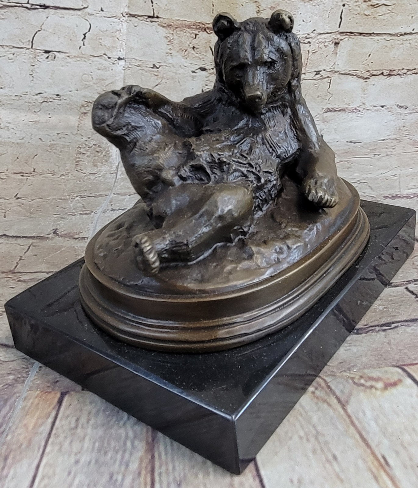 Grizzly Kodiak Black Bear Wildlife Art Cabin Lodge Bronze Marble Figure Decor