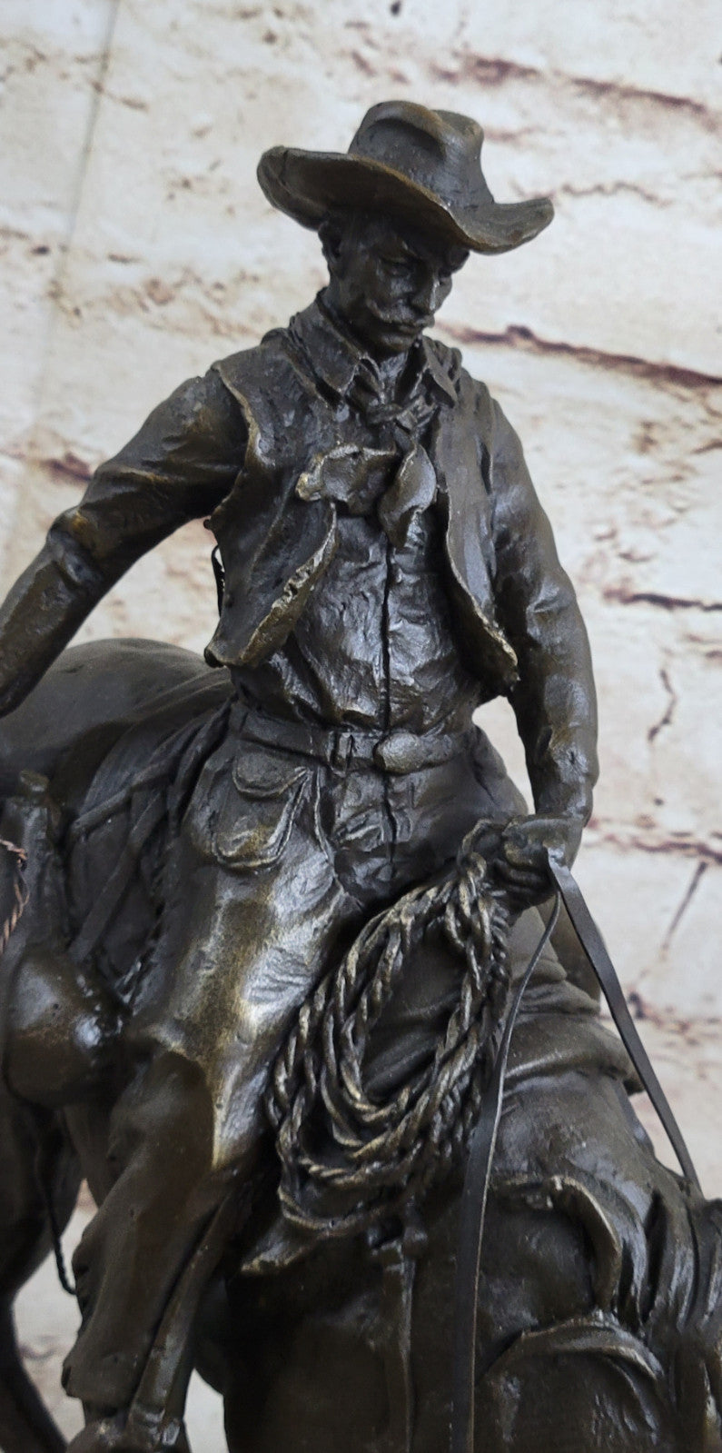 Bronco Buster Remington Western Cowboy Horse Rodeo Rider Bronze Marble Statue