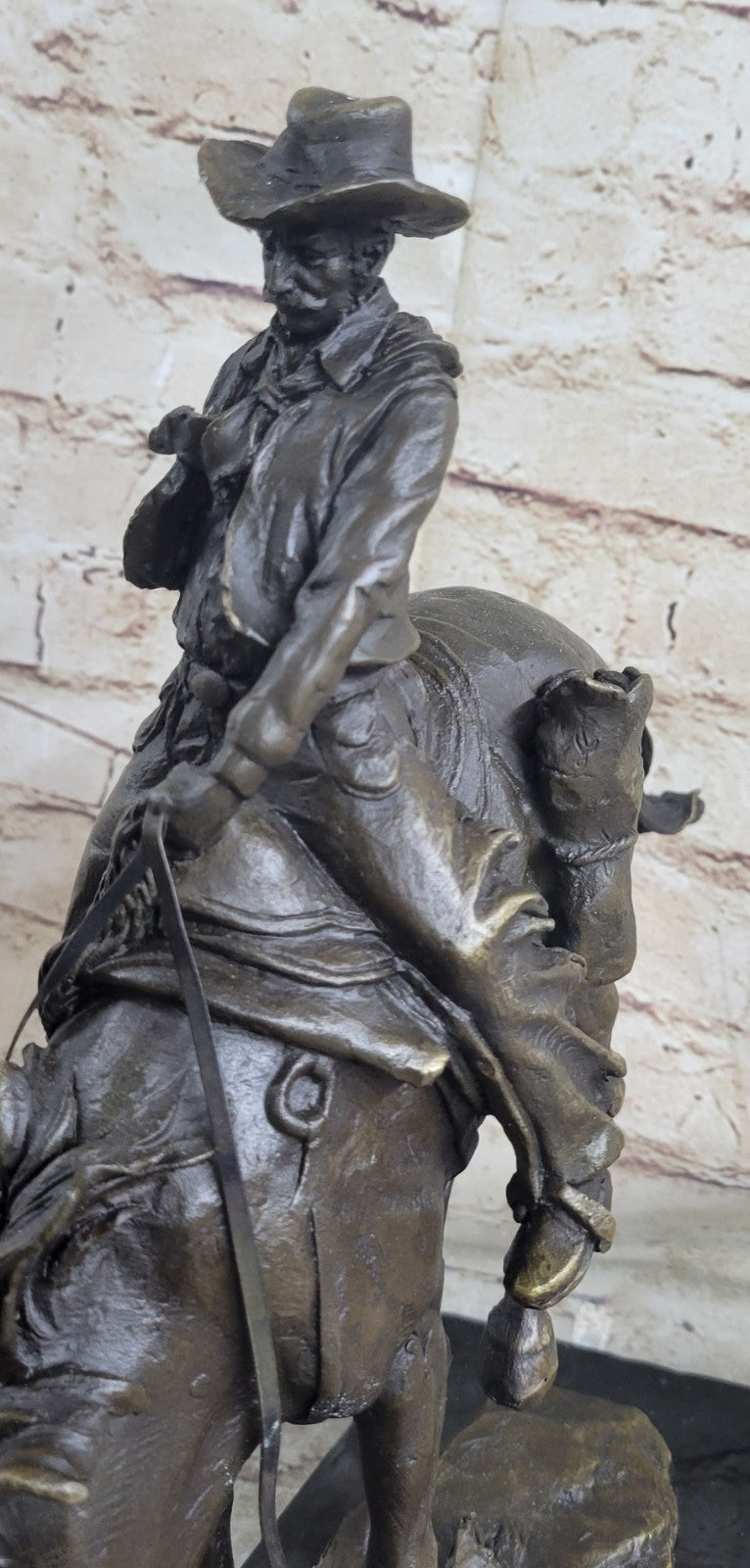 Bronco Buster Remington Western Cowboy Horse Rodeo Rider Bronze Marble Statue
