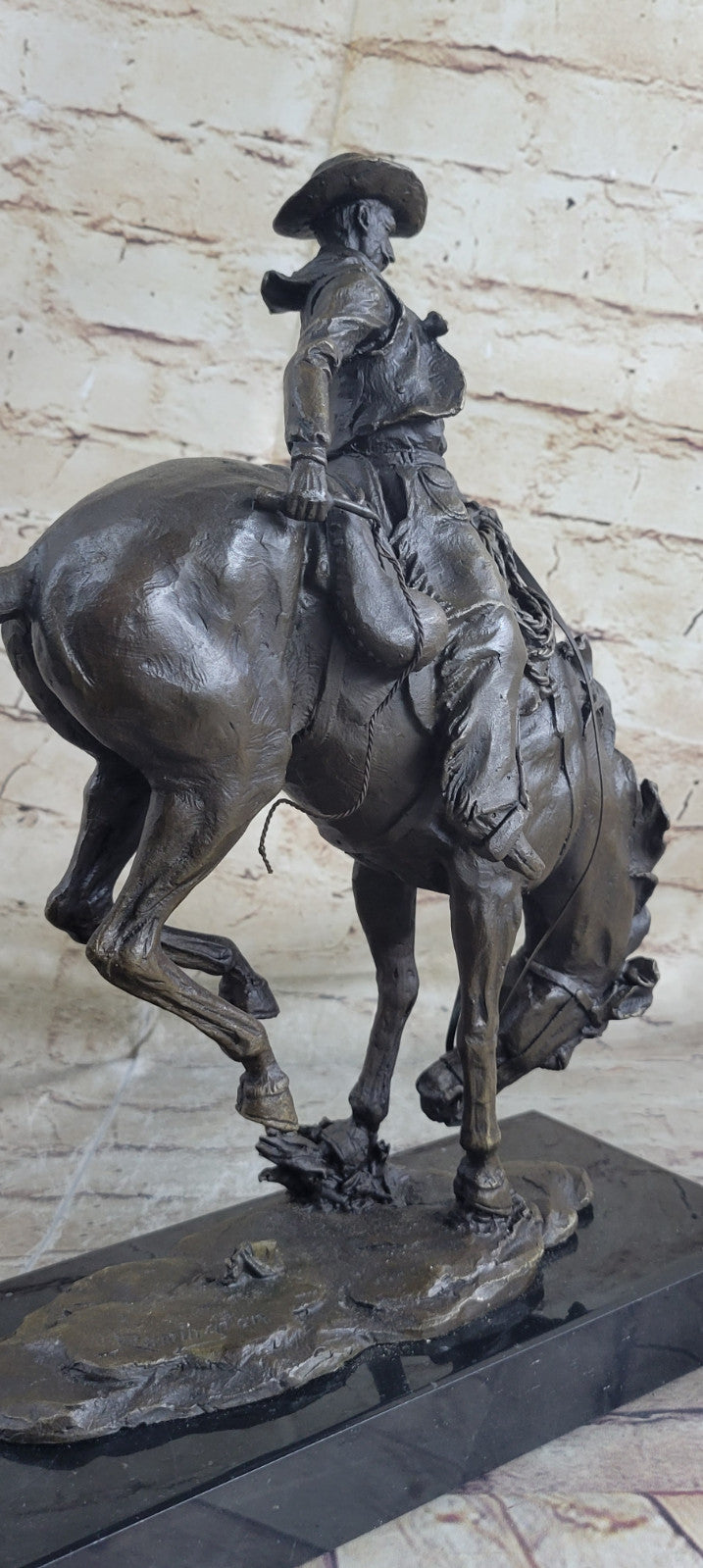 Bronco Buster Remington Western Cowboy Horse Rodeo Rider Bronze Marble Statue