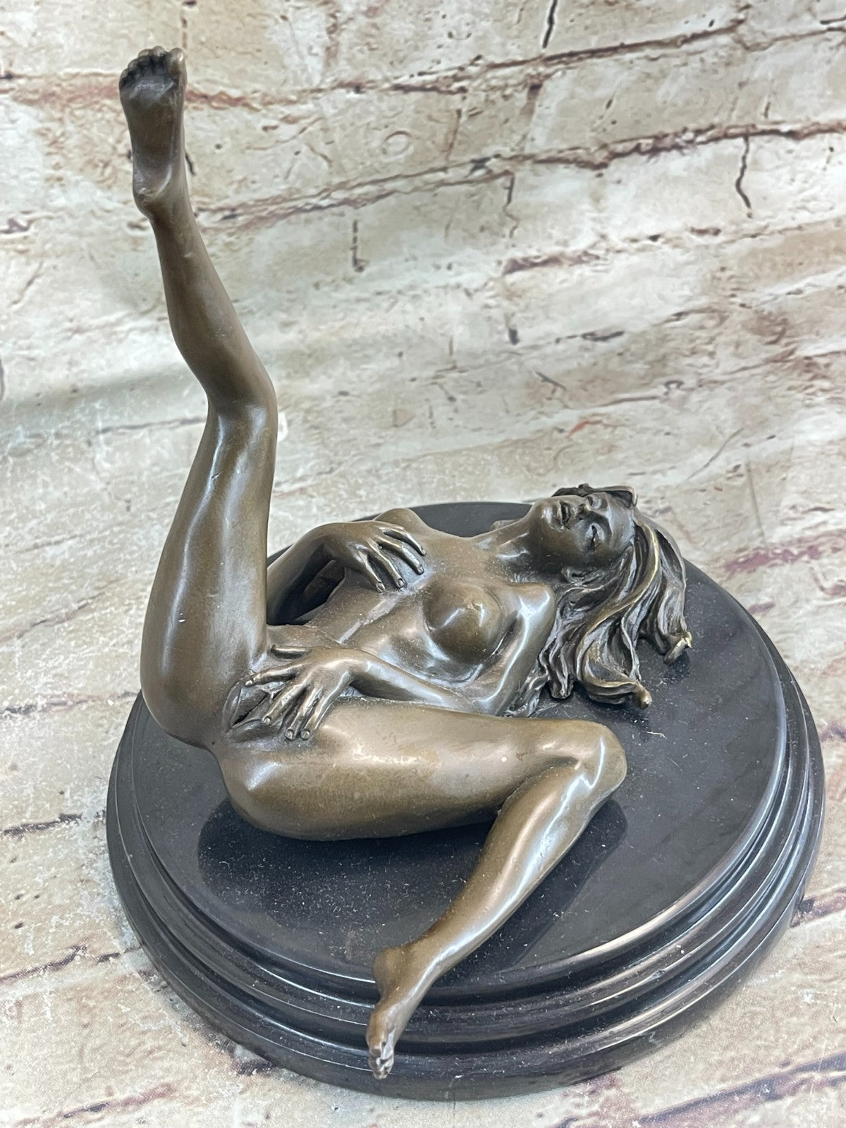 Handcrafted Collectible Erotic Nude Woman Bronze Artwork Figurine Figure Decor