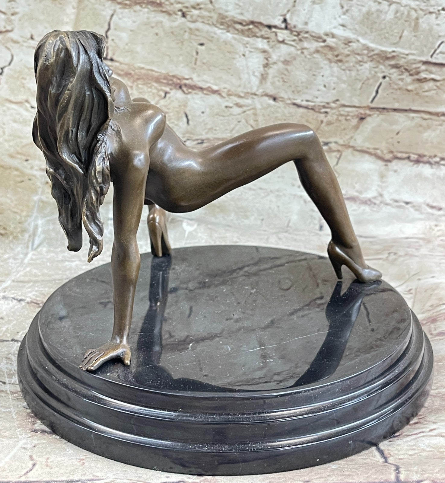 Handcrafted Collectible Nude Naked Erotic Woman Bronze Sculpture Statue Figure