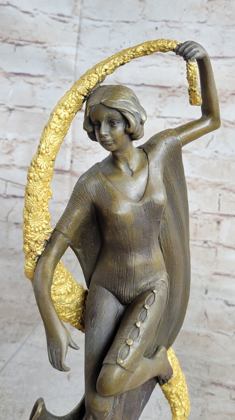 Museum Quality Classic Art Deco Lady 100% Real Bronze Sculpture Made by Lost Wax