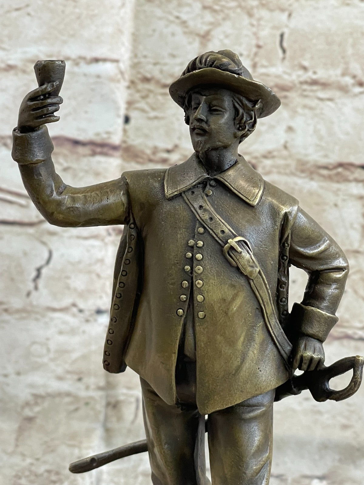 Hot Cast Cavalier with Sword Bronze Sculpture Marble Figurine Statue Figure