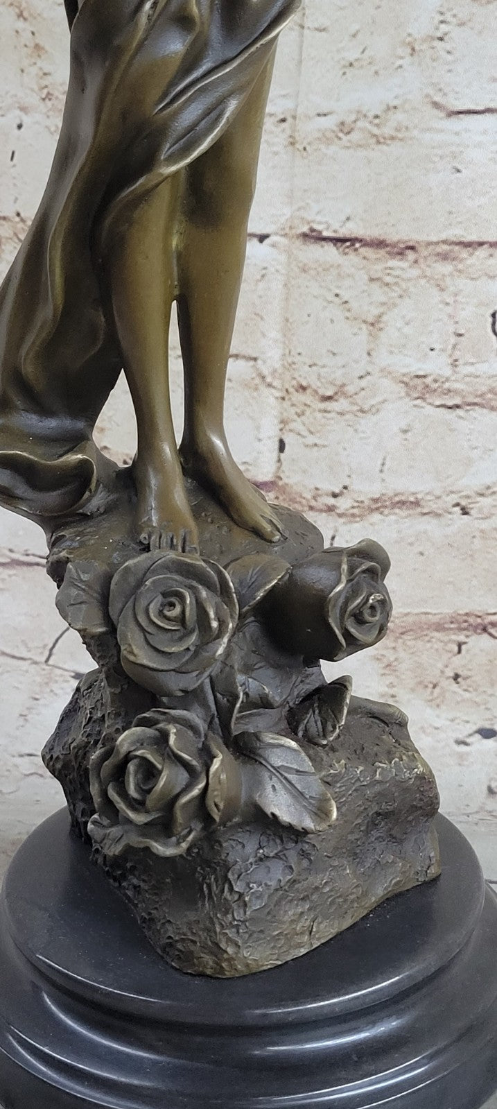 Bronze Fairy Angel Flowers Statue Sculpture Collectible Signed Classic Artwork