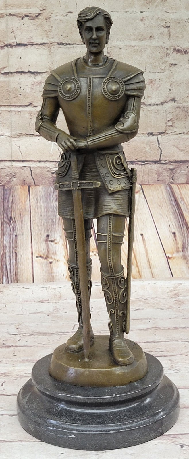 Portuguese Bronze Sculpture Knight in Armor by R. Bouillot Handcrafted Figurine