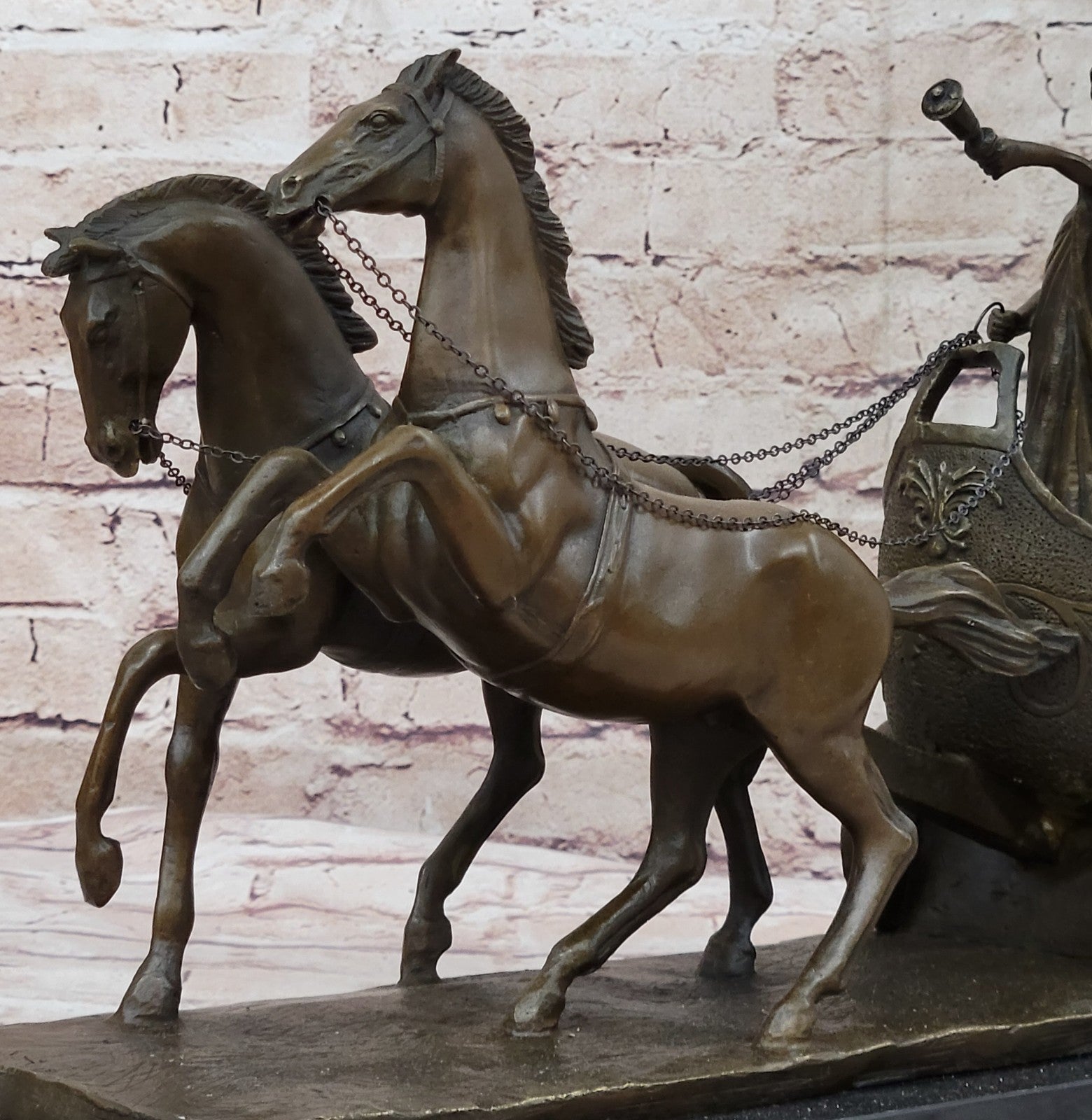 17-Inch Roman Chariot Hot Cast Bronze Figurine by H. Muller