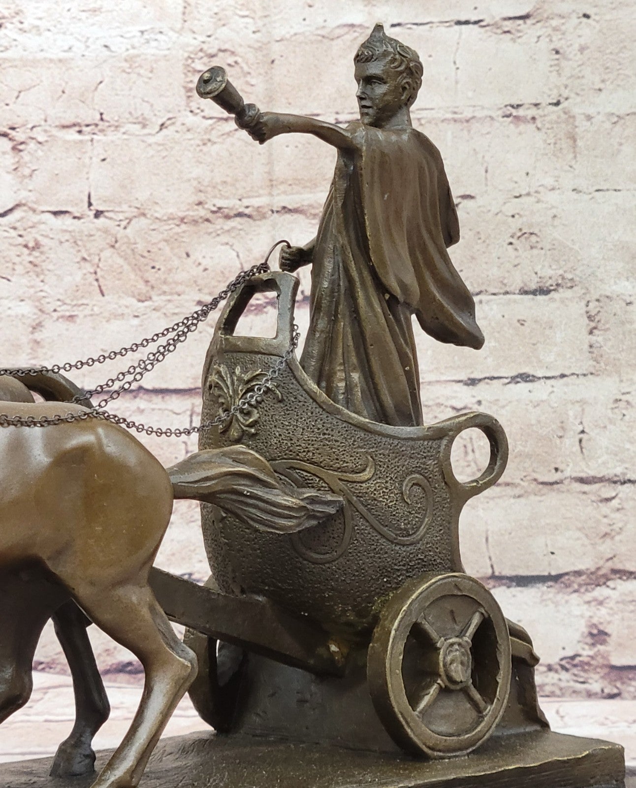 17 Inch Roman Chariot Hot Cast Decorative Figurine, Genuine Designer Bronze