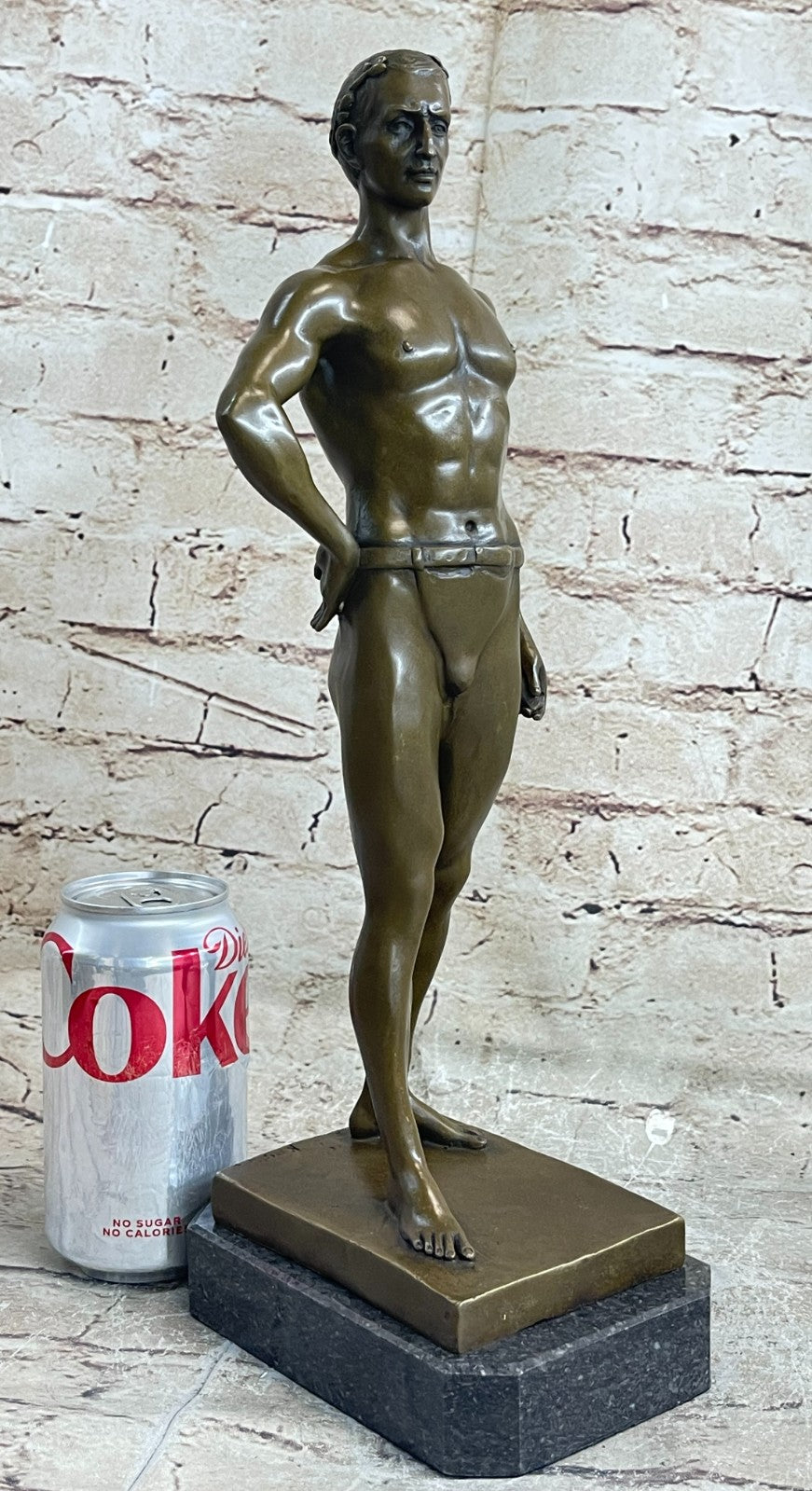 Handcrafted bronze sculpture SALE Bas Marble God Roman Athletic Original Signed