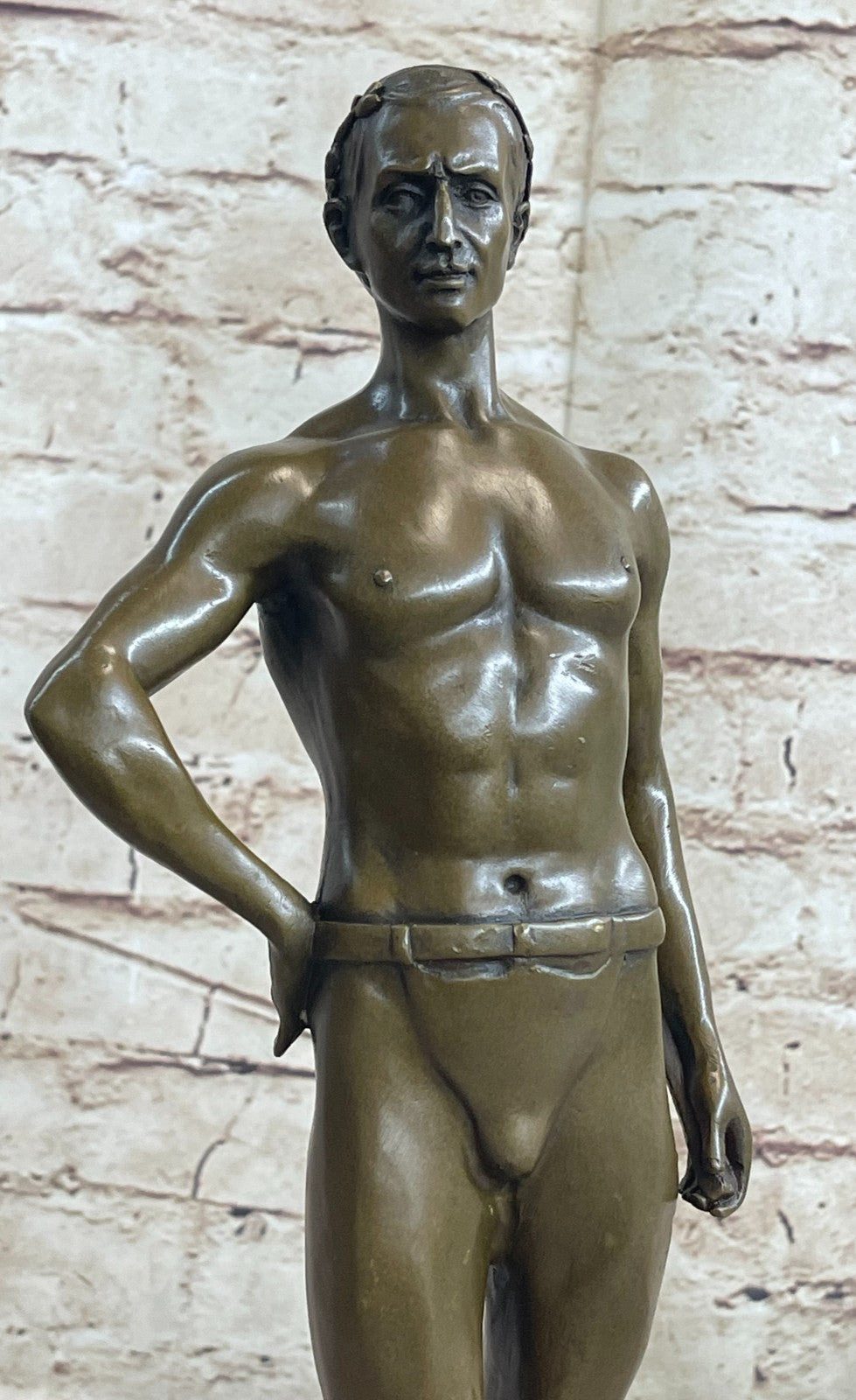 Handcrafted bronze sculpture SALE Bas Marble God Roman Athletic Original Signed