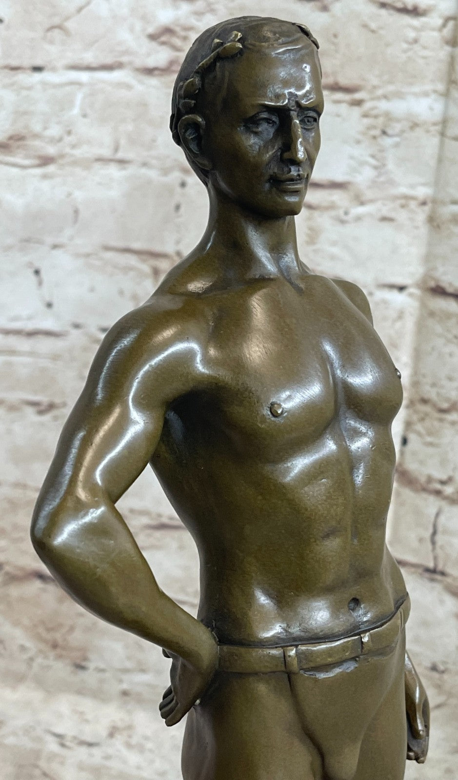 Handcrafted bronze sculpture SALE Bas Marble God Roman Athletic Original Signed