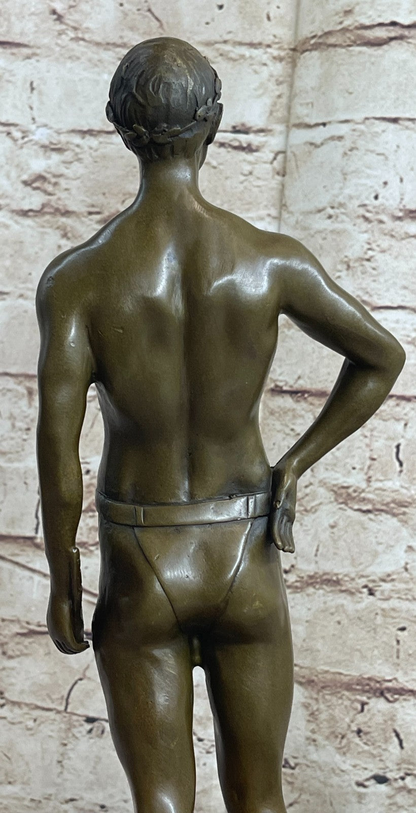Handcrafted bronze sculpture SALE Bas Marble God Roman Athletic Original Signed
