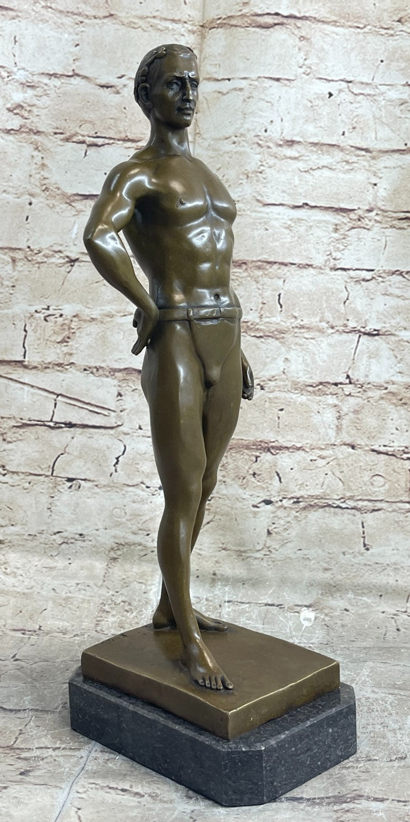 Handcrafted bronze sculpture SALE Bas Marble God Roman Athletic Original Signed