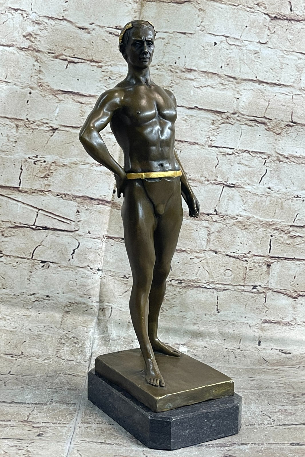 Gold Museum quality Hot Cast Greek God Emperor Bronze Sculpture Statue Decorative
