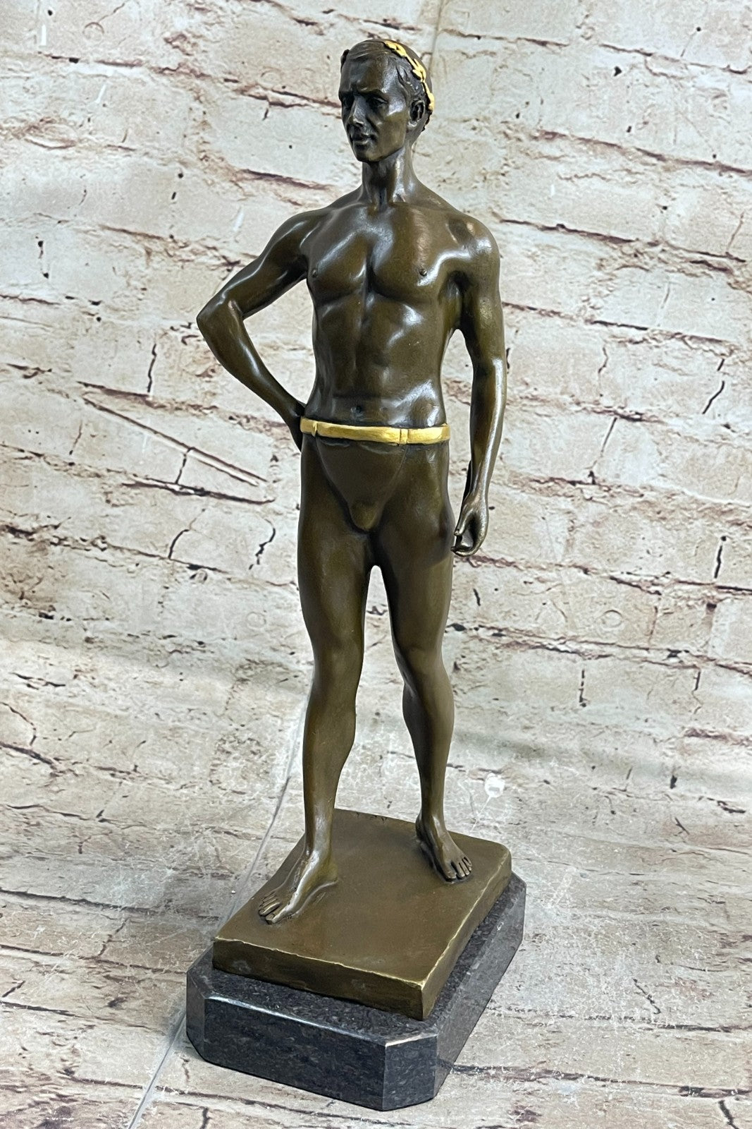 Gold Museum quality Hot Cast Greek God Emperor Bronze Sculpture Statue Decorative