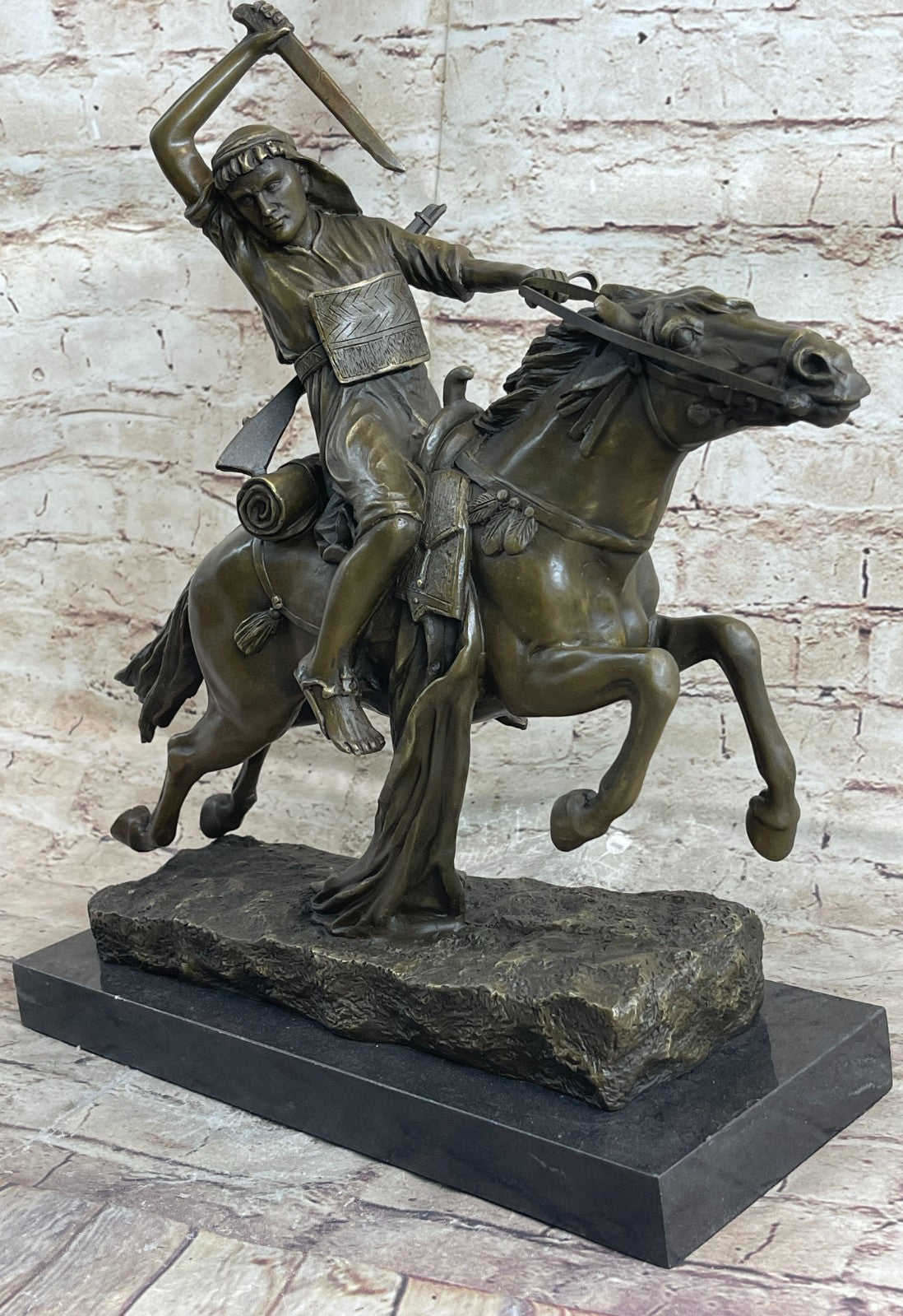 Franz Bergman - Austrian cold painted bronze Arab on horseback with Sword
