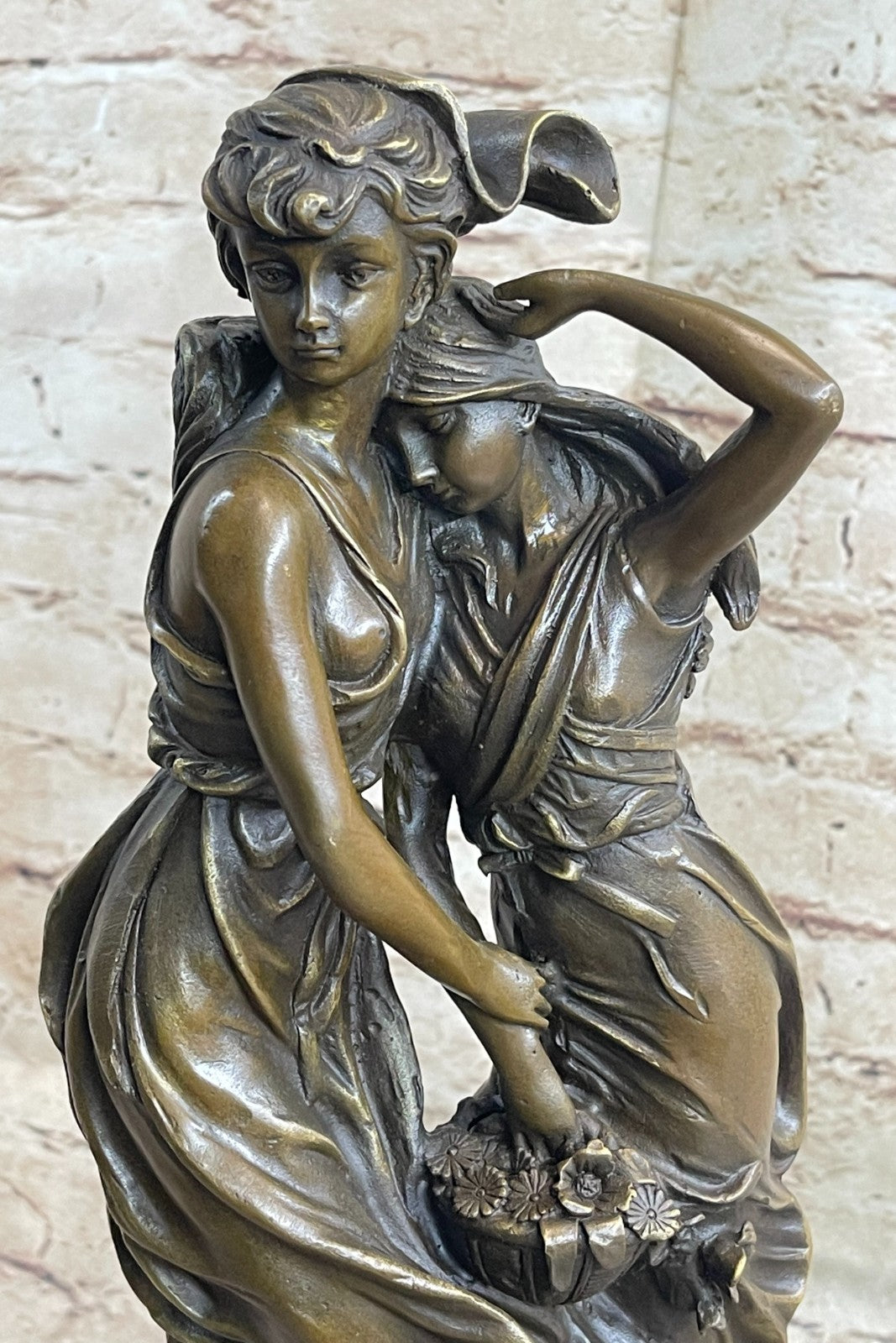 Handcrafted bronze sculpture SALE Flowe In Girl Young Two Moreau By Consolation