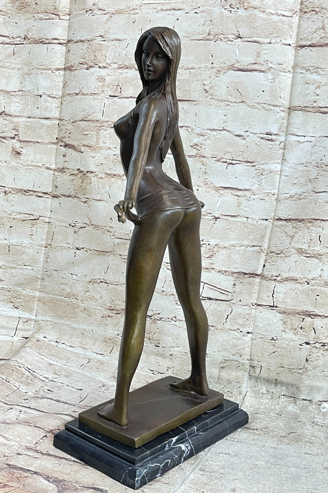 Handcrafted bronze sculpture SALE Dancer Stripper Erotic Nude Original