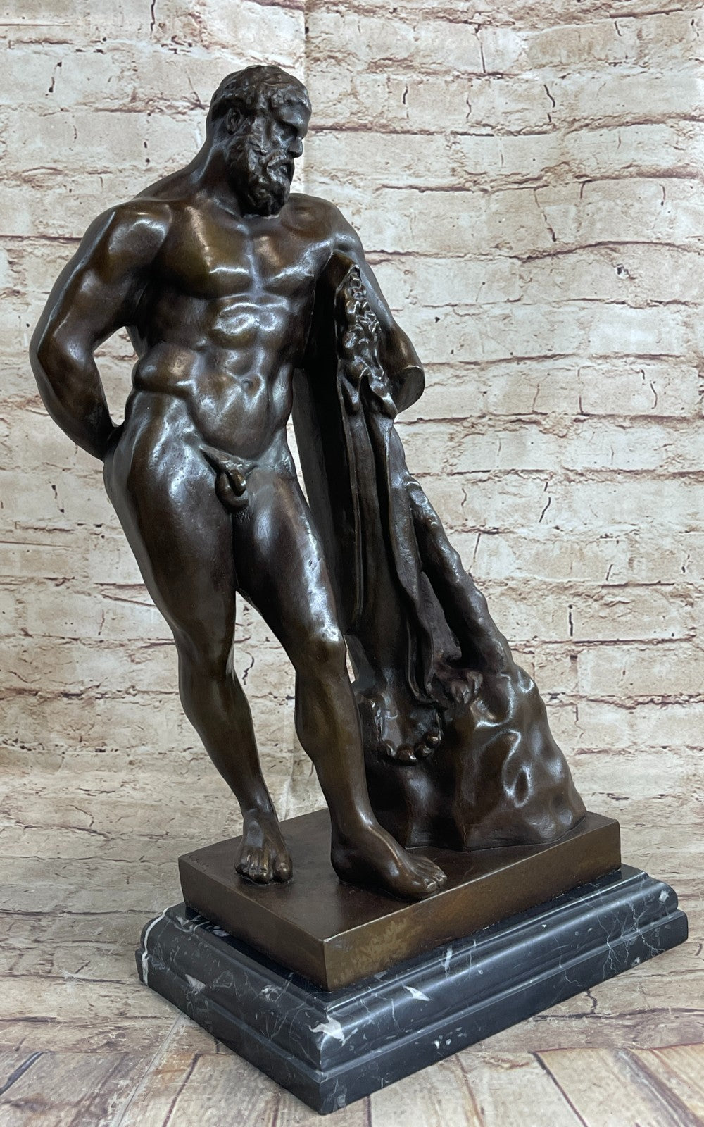 Buy Burly Nude Man Bronze Sculpture – Hot Cast Marble Figurine by Glycon