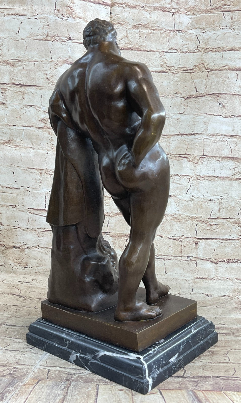 Buy Burly Nude Man Bronze Sculpture – Hot Cast Marble Figurine by Glycon