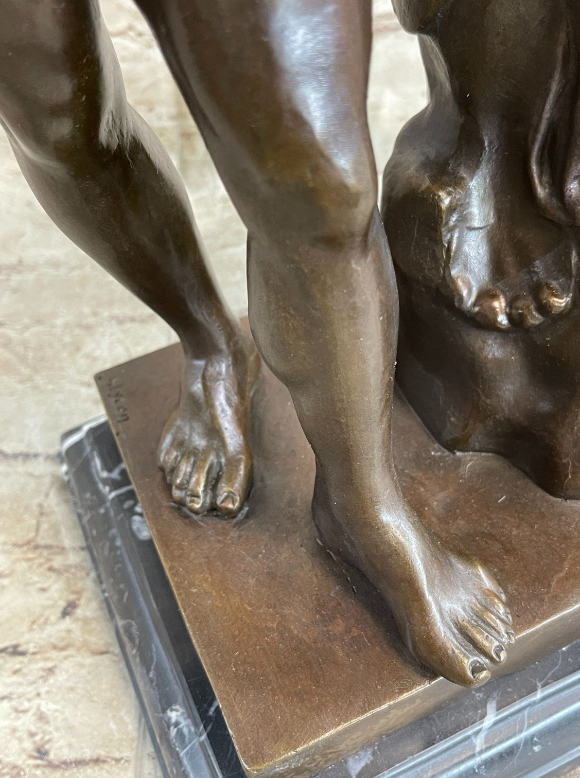 Buy Burly Nude Man Bronze Sculpture – Hot Cast Marble Figurine by Glycon