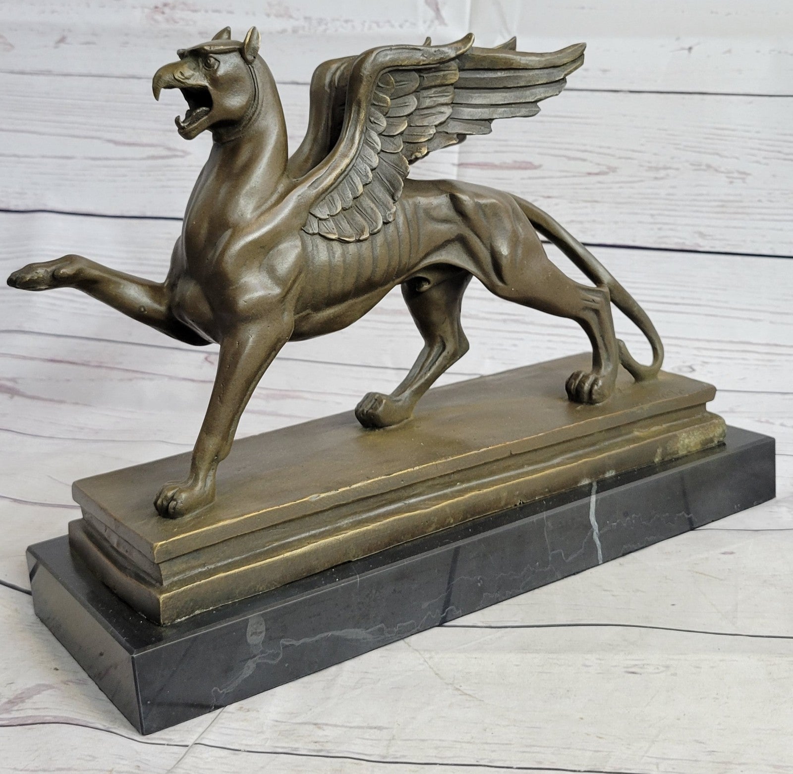 Handcrafted bronze sculpture SALE Base Marble With Griffin Hot Cast