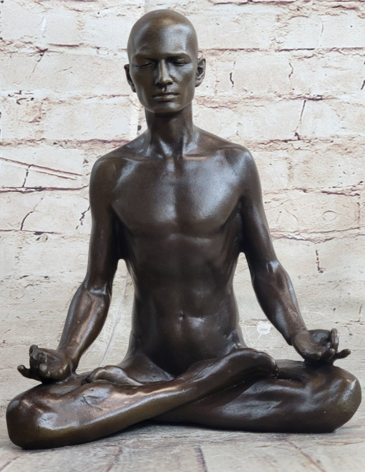Bronze Statue Sensual Hot Cast Male Athlete Yoga Exercise Room Gym Art Figurine