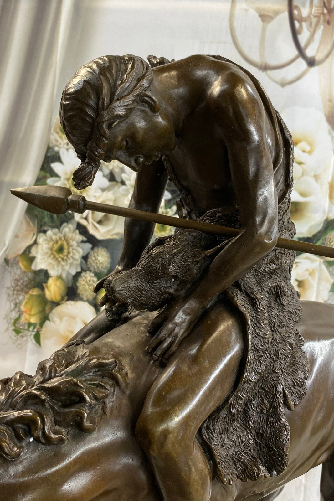 Signed Original Native American Indian Riding Horse Bronze Sculpture Statue