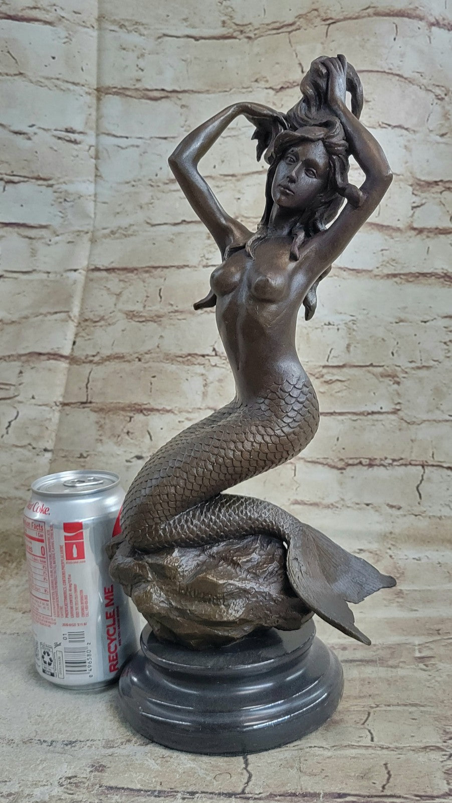 Bronze Sculpture Handcrafted Mermaid Erotic Nude Home Office Decoration Figure