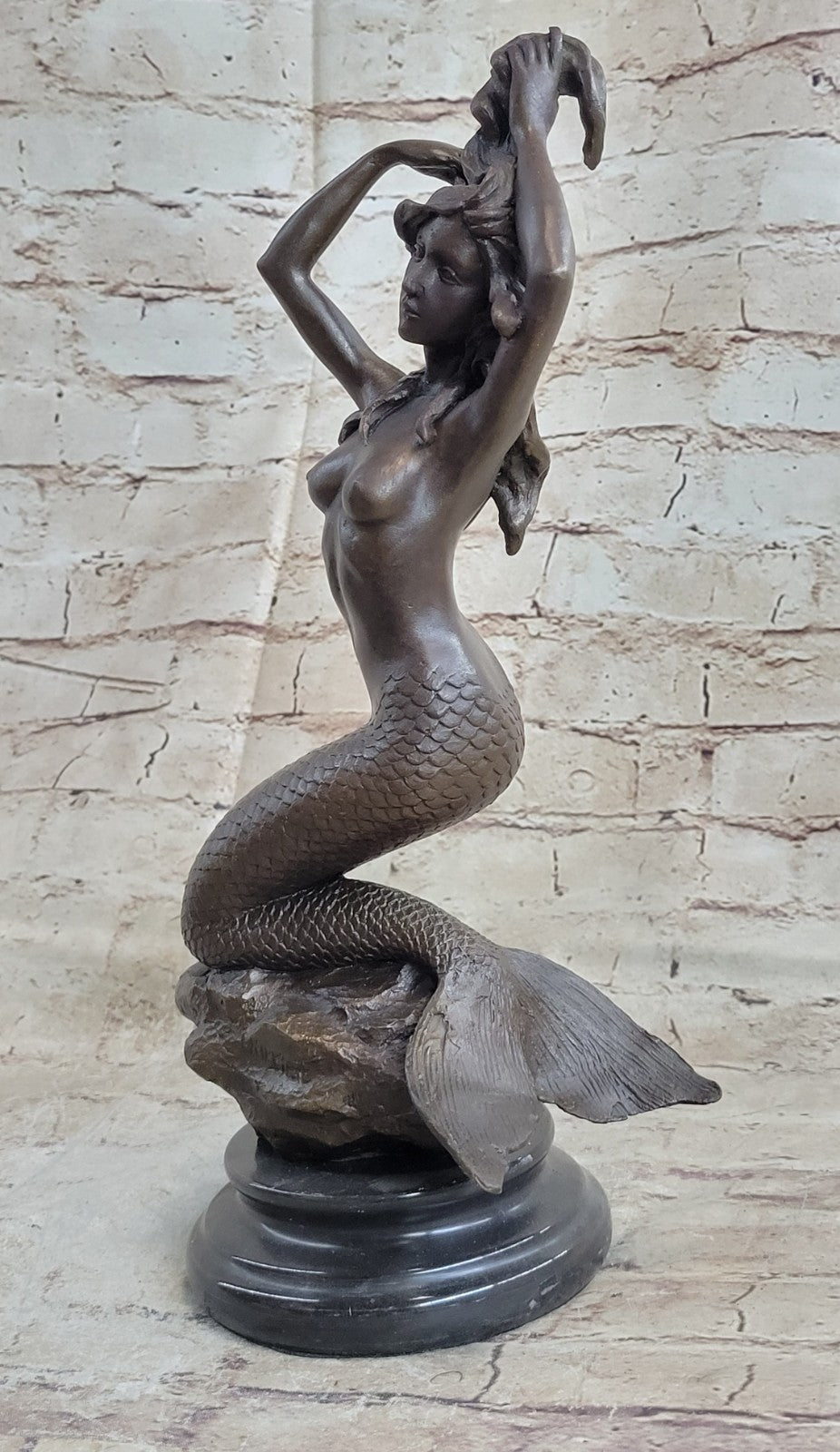 Bronze Sculpture Handcrafted Mermaid Erotic Nude Home Office Decoration Figure