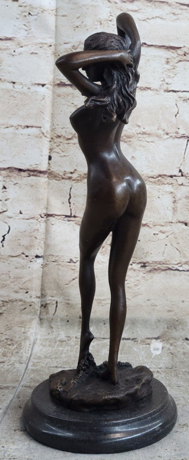 Signed High Quality Vitaleh Art Deco Bronze Nude Girl Plinth Statue Figurine