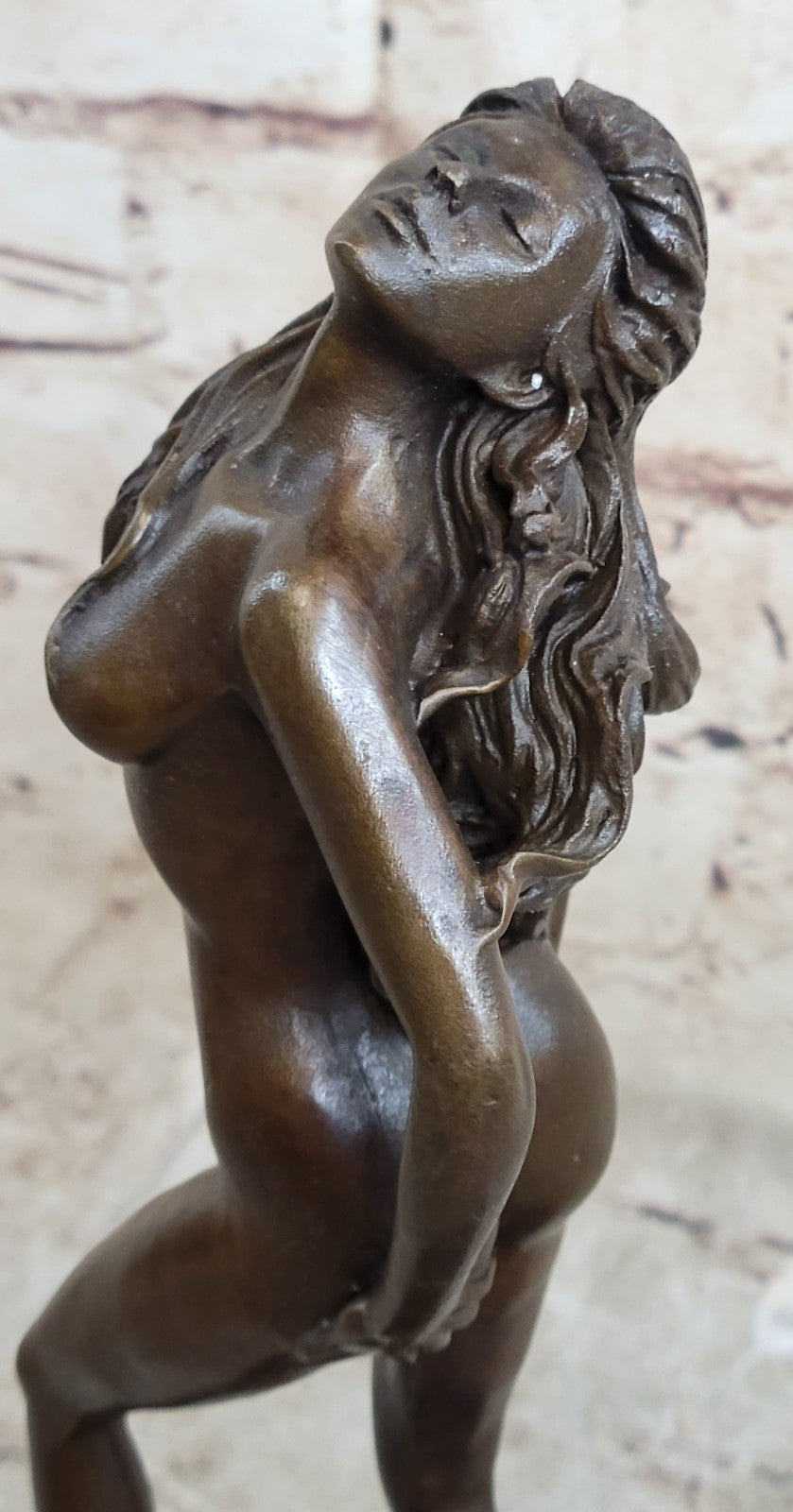 Sensual Modest Nude Girl Figure Athlete Bronze Marble Statue Art Sculpture Large