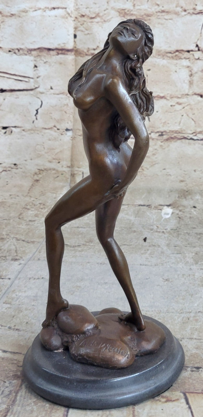 Sensual Modest Nude Girl Figure Athlete Bronze Marble Statue Art Sculpture Large